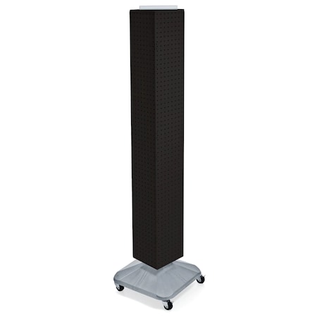 Azar Displays 4-Sided Pegboard Floor Spinner Rack w/ Wheels. Black 8"W x 68"H 703390-BLK